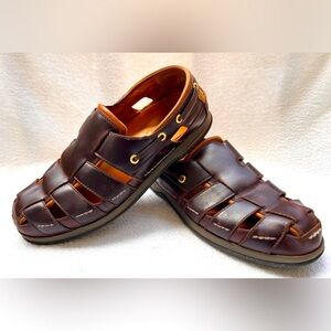 Sperry Leather Top Sider Gold Cup Fisherman Sandals - 9 - Brown